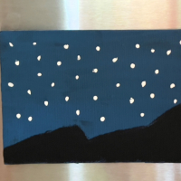 a painting of the night sky on a mangetic canvas