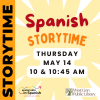 Spanish Storytime Thursday May 14 at 10 and 10:45 am