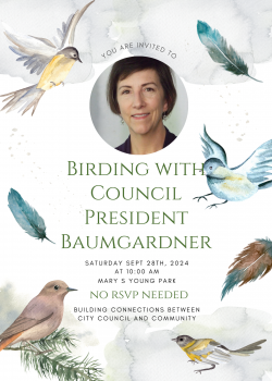 birding with baum,gardner poster with birds