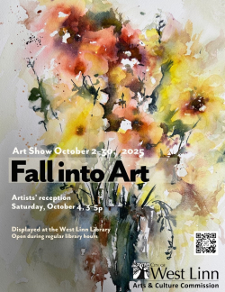 Flyer advertising "Fall Into Art" exhibit