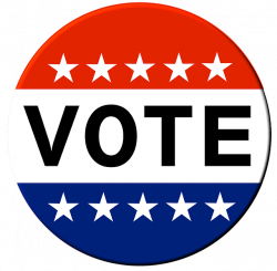 Red white and blue vote icon with stars
