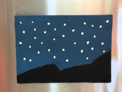 a painting of the night sky on a mangetic canvas