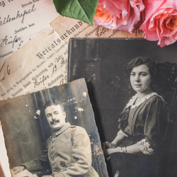Image of family documents for genealogy 101 program. 