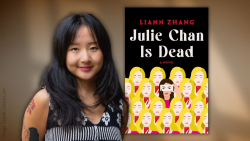 Picture of Liann Zhang with her book "Julie Chan Is Dead"