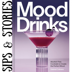 Picture of the "Mood Drinks" book cover with title "Sips & Stories" 