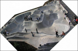 Aerial photo of skate park