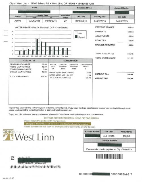 Water deals utility bill