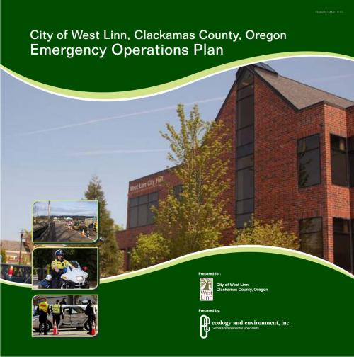 Emergency Operations Plan City Of West Linn Oregon Official Website