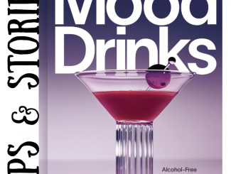 Picture of the "Mood Drinks" book cover with title "Sips & Stories" 
