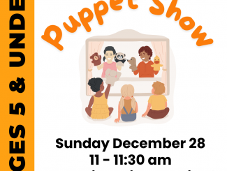 Puppet Show Sunday December 28, 11-11:30am, No registration required