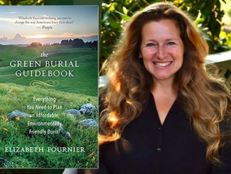 Green Burial book cover and Elizabeth Fournier headshot