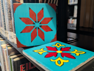 Photo to promote Adult Take and Make Program. July is Painted Tile Coasters
