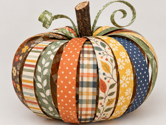 a pumpkin make from scrapbook paper stips